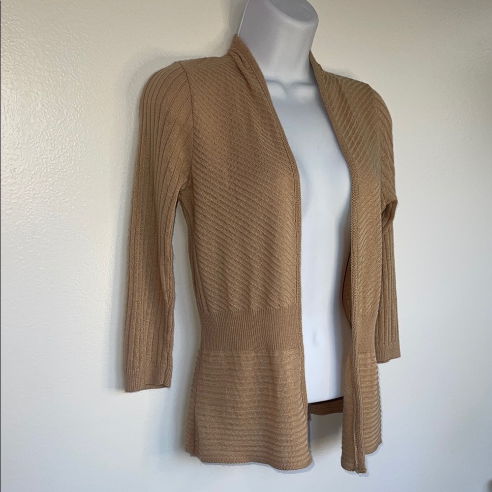 Womens tan open front sweater cardigan-like size small